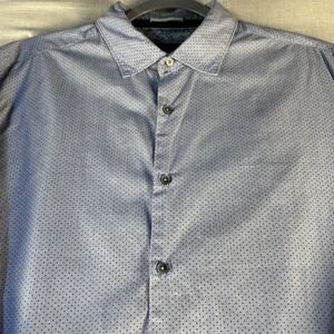 Ricky Singh‎ Denim & Flower Men's Polka Dot 100% Cotton Button-Up Shirt Blue XL